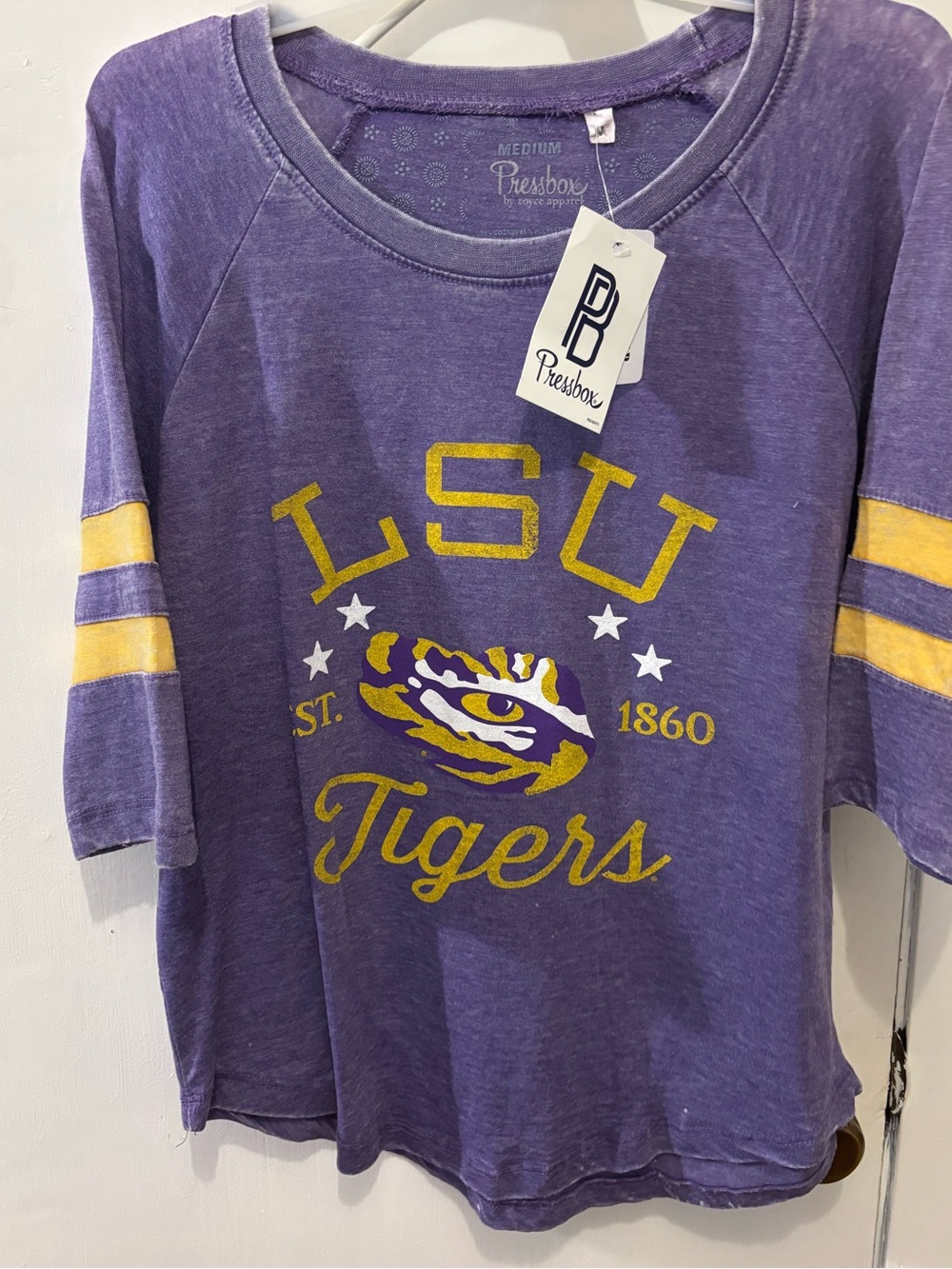 Pressbox Purple and Gold LSU Tigers Raglan Tee